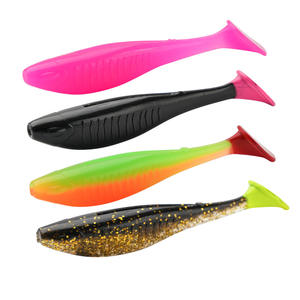 Señuelo de Pesca Elástico de 8cm y 5.1g, Tipo Gusano con Cola en T, de Acero Inoxidable, Marca FUN, Resistente a Mordeduras, Color Negro 7 - Product Image 1