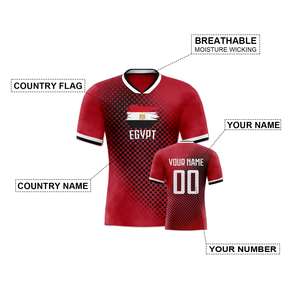 Egypte Custom Voetbalshirt met Gepersonaliseerde Naam Nummer Trainingsvoetbalshirts voor Heren Dames Jeugd Fans Cadeaus S-4XL - Product Image 2