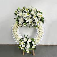 F-005 Couronne funéraire décorative en fleurs artificielles, forme ronde, pour tombes – Vente en gros