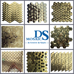 Mosaïque moderne hexagonale dorée de luxe en aluminium massif <span class=keywords><strong>brossé</strong></span>, design de parquet pour dosseret mural pour murs intérieurs - Product Image 6