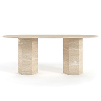 Mesa de Comedor Hexagonal de Dos Patas, Mesa Larga de Mármol
