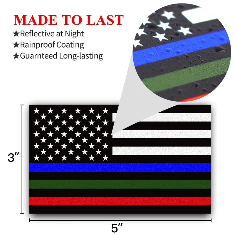 높은 빛 반사 자동차 스티커 미국 국기 PVC 방수 인쇄 반사 자동차 스티커