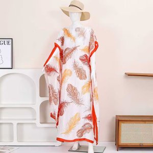 Wholesale Jacquard Marble Print Scarf &amp; Caftan Set, 2-in-1 Jacquard Satin Beach Shawl and <strong>Kaftan</strong>, Luxury Resort Wear Beachwear - Product Image 6
