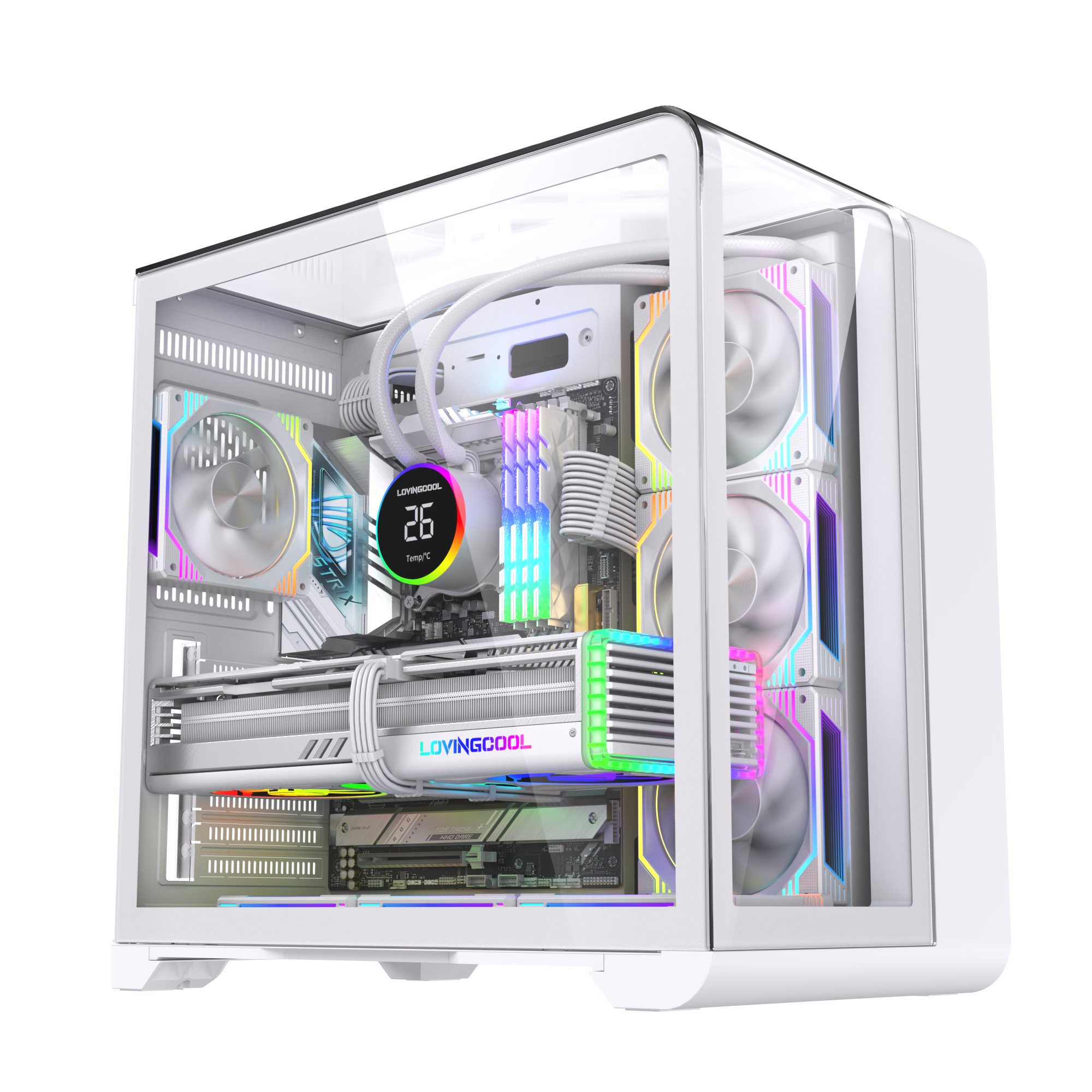 Lovingcool 三面強化ガラス フルタワーPCゲーミングケース ATX ITX対応