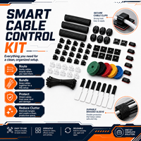 Kit de gestion de câbles professionnel tout-en-un, système d'organisation complet avec gaine tressée anti-animaux et supports en silicone