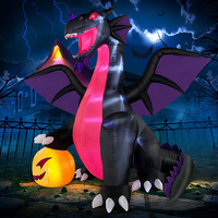 Décoration d'extérieur gonflable d'Halloween transfrontalière, motif dinosaure et citrouille, éclairée par LED, style américain, fabriquée en Chine pour les fêtes de jardin