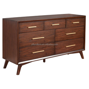 High Quality 7 <strong>Drawer</strong> Wood Dresser in <strong>Walnut</strong> Brown Wooden Chest of <strong>Drawers</strong> - Product Image 3