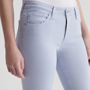Jean cigarette taille mi-haute bleu clair sur mesure OEM pour femme, en denim extensible doux, respirant, en coton, coupe crayon à cheville courte, pour gaucher - Product Image 1
