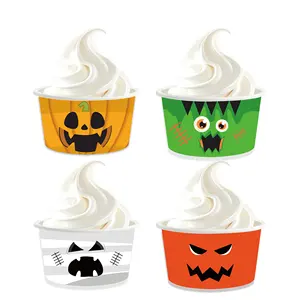 Xindeli BQ014 Halloween 8 oz Sorvete copo de papel caixa sobremesa papel Tigelas para festa de Halloween Suprimentos