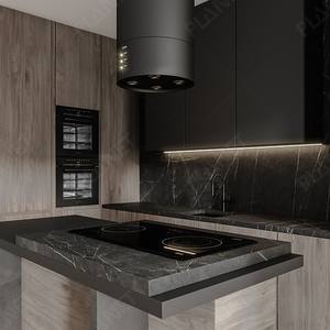 מחיר נמוך למינציה עץ hana שחור 3d מטבח ארון, משטח מודרני - Product Image 3