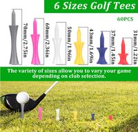 Tees de golf gradués en bambou et plastique de qualité supérieure, plusieurs couleurs, toutes tailles, 7 couleurs, accessoire de golf pour l'entraînement