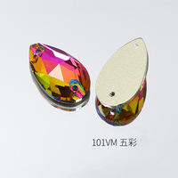 Strass en cristal G&J K9 en forme de goutte d'eau, brillants, à coudre, à double trou, en verre, écologiques, 3D, à dos plat