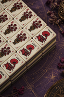 Ensemble de Mahjong Américain Gothique de Luxe pour Halloween, 160 Tuiles avec Motif Crâne, Lune Sanguine et Corbeau en Porcelaine Bleue, pour la Vente en Gros