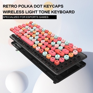 Đen dễ thương đầy màu sắc vòng Keycaps 86 phím Bàn phím không dây và chuột thiết lập cho PC máy tính xách tay - Product Image 2