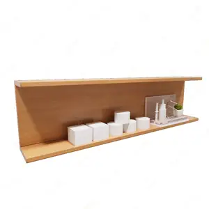 Modern stylish shop counter table design wall mount Metal poster placed stand Solid wood perfume cosmetics collection holder