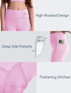 Pantaloni da Yoga neri alla caviglia da ragazza OEM con <span class=keywords><strong>Leggings</strong></span> sportivi a modello solido con tasche con Logo a metà vita per bambini - Product Image 5