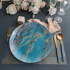 Assiettes décoratives en plastique écologiques SONYA DINNERWARE bleu océan de 13 pouces pour mariage et fête, vente en gros - Product Image 2