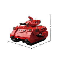 DK 90003 MOC Tanques Rojos, Vehículo Blindado, Kits de Modelos de Ladrillos, Ensamblaje de Vehículos, Regalos Coleccionables de Escritorio, 1618 Piezas, Juegos de Bloques de Construcción