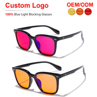 Kacamata Anti Cahaya Biru Sunray Structured Square TR Full Rim Frame Lensa Merah Berwarna U Slot Twin Dot Rivet Unisex OEM