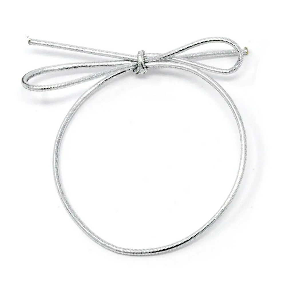 OKAY Customized 1.5mm 2mm round Silver Gold Pre-tie Bow Stretch With 1 Loops elastic cord For Gift Packaging