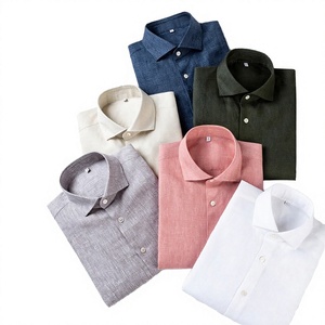 Camisa de Hombre 100% Lino Popelina con Cuello Mao, Transpirable, Manga Larga, Resistente a las Arrugas, Lavable a Máquina, Casual, con Botones - Product Image 1