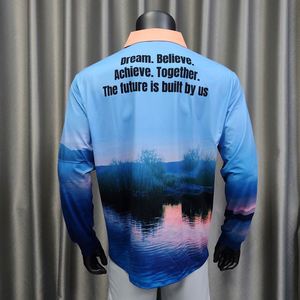 เสื้อโปโลแขนยาวผ้าโพลีเอสเตอร์ผสมสแปนเด็กซ์แบบซับลิเมชั่นสั่งทำพิเศษ ป้องกันรังสียูวี 50+ สำหรับผู้ชาย แห้งเร็ว เหมาะสำหรับตกปลา วิ่ง - Product Image 2