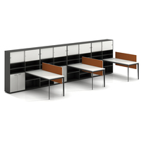 Poste de travail modulaire extensible en bois, moderne et simple, avec meuble mobile pour espace de bureau ouvert d'entreprise