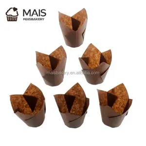 MaisBakery Giấy Chống Dầu Mỡ Chống Dính Chất Lượng Cao Sản Xuất Giấy Lót Bánh Cupcake Hoa Tulip Bán Sỉ Lớn Màu Nâu