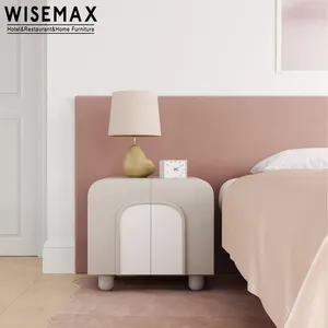 WISEMAX ריהוט מודרני יוקרה חדר שינה ריהוט קטן כפול דלת המיטה שולחן כיכר שידת עץ