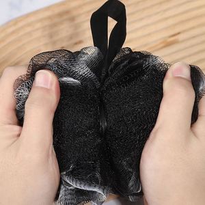 Soft Exfoliating Shower Body Scrubber Black Mesh <b>Bath</b> Loofah with Hanging Strap - Product Image 4
