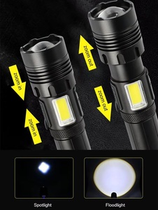 Nhà sản xuất chuyên nghiệp <span class=keywords><strong>Torch</strong></span> ánh sáng mạnh mẽ Telescopic <span class=keywords><strong>Zoom</strong></span> LED COB mạnh mẽ XHP50 đèn pin có thể sạc lại - Product Image 4