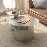 Table basse combinée en acier inoxydable moderne JXT, table d'appoint en métal léger, table basse ronde