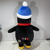 Costume de Mascotte Gonflable Pingouin avec Chapeau et Écharpe Rouge – Déguisement de Personnage Ambulant pour Événements, Fêtes et Spectacles
