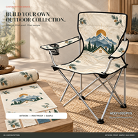 Chaise de camping en gros Camp Master avec accoudoir unique, porte-gobelet et logo et motif personnalisés pour hôtel de montagne