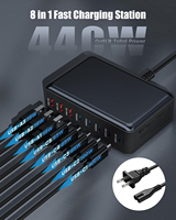 Bloc chargeur USB C 440W 8 ports GaN III Station de charge rapide 100W PD QC Adaptateur secteur pour ordinateur portable Hubs USB