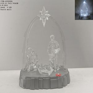 Juego de Pesebre Navideño con Luz LED de Jesucristo, Figuras de Acrílico de la Virgen María y la Sagrada Familia, Estatuas de Animales, Decoración para el Hogar, Arte para Jardín, Regalo - Product Image 3