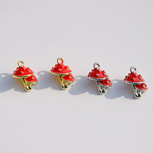 <b>Red</b> Mushroom Pendant Alloy Oil Dripping Middle Size Jewelry Findings For DIY Earrings <b>Bracelets</b> Necklaces - Product Image 2