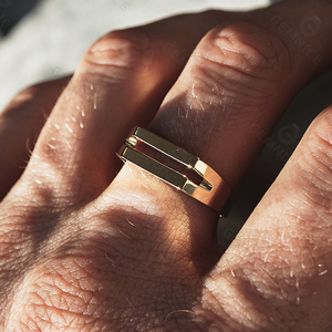 Gemnel Hot Sale Men Jewelry Stainless Steel Plain <strong>Split</strong> Signet <strong>Ring</strong> - Product Image 2