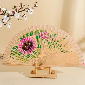 Customized Solid Color Handmade Hand Held Spanish Wood Folding Lace Fan For Dance Or Gifts