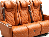 1. Siège arrière électrique 3 places en cuir Nappa orange avec table pliante pour la modification de l'intérieur des MPV et des fourgonnettes
