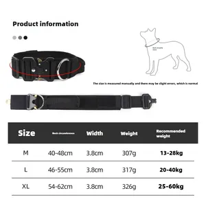 <span class=keywords><strong>Collar</strong></span> táctico para perro, grueso, básico, pequeño, grande, personalizado, para aventuras al aire libre, con accesorios de sujeción - Product Image 2
