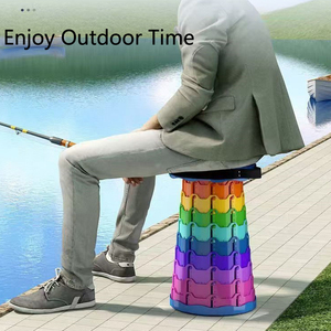 <span class=keywords><strong>Tabouret</strong></span> <span class=keywords><strong>pliant</strong></span> télescopique portable en plastique pour <span class=keywords><strong>camping</strong></span> en plein air avec coussins - Product Image 5
