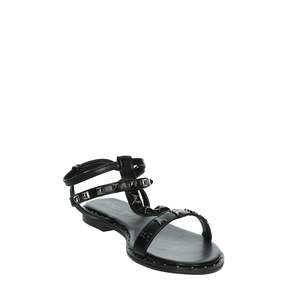 Sandalo da ragazza Patrizia Pepe nero piatto con cinturino a T e borchie - Product Image 5