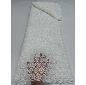 Tissu en <span class=keywords><strong>dentelle</strong></span> guipure africaine <span class=keywords><strong>blanche</strong></span> de haute qualité, <span class=keywords><strong>dentelle</strong></span> de soie soluble dans l'eau, tissu brodé pour <span class=keywords><strong>robe</strong></span> de mariée - Product Image 2