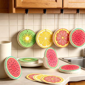 Esponja de Cocina Absorbente de Celulosa Comprimida con Diseño de Frutas y Patrón Natural para Lavar Platos - Product Image 1
