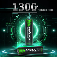 BEVIGOR AA baterai isi ulang daya 1300mAh 1.2v NiMH diskon besar pelepasan mandiri rendah untuk senter 2 buah Per kartu sertifikat MSDS