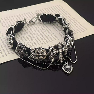 قلادة تشوكر من هيسيرا بتصميم عصري من سلسلة معدنية ثقيلة بطراز صناعي قوطي بانك مع صليب - Product Image 5