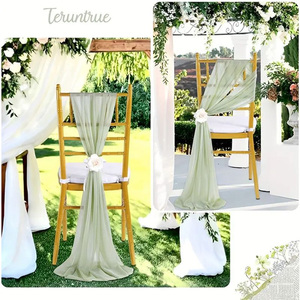 Tenda in garza moderna e resistente <span class=keywords><strong>YR</strong></span> con motivo floreale, decorazione per sedie da matrimonio in chiffon di perle per allestimenti scenografici nuziali - Product Image 2