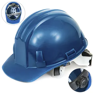 Casco industrial ligero y ajustable para construcción, protección de seguridad, azul