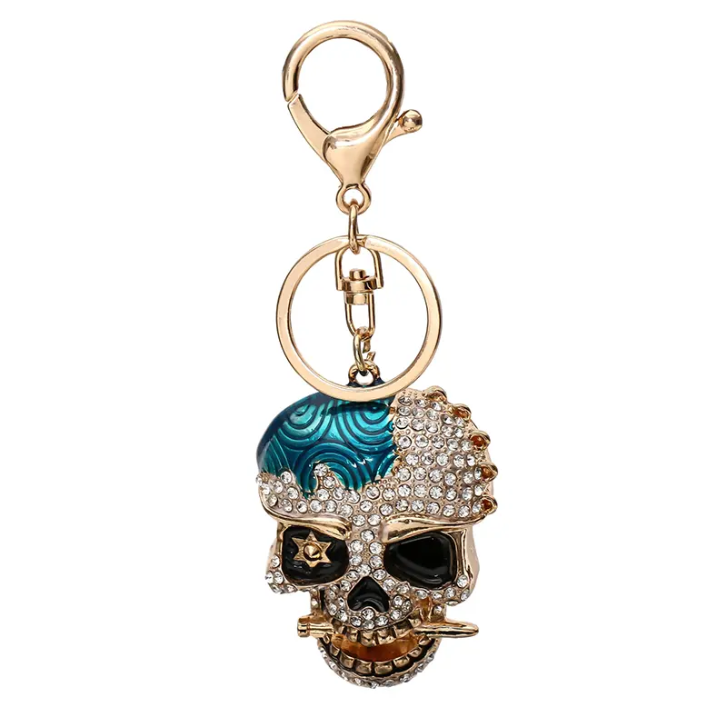 S Skull Head Keyring Rhinestone Crystal Jewelry Women Bag Keychain Pendant Gift 